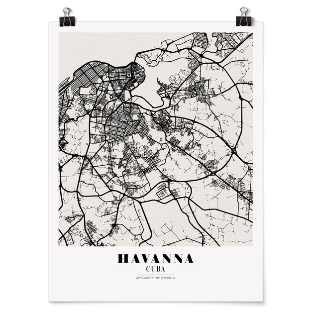 Tableaux mappemonde Plan de ville La Havane - Classique