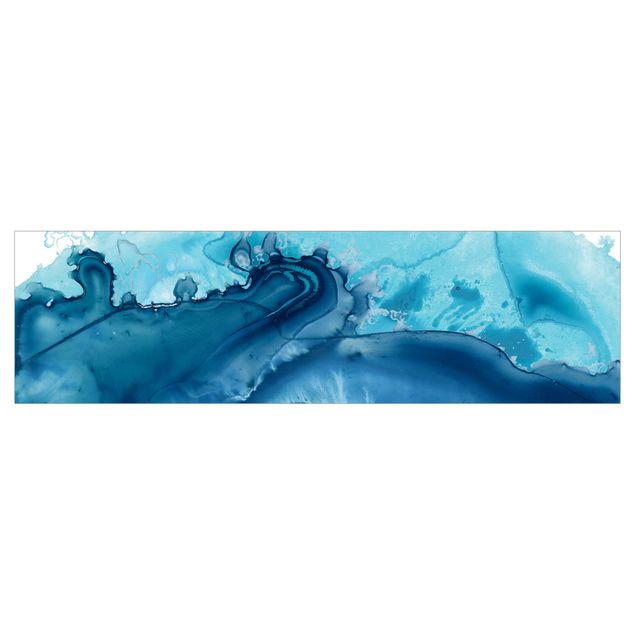 Revêtement mural cuisine - Wave Watercolour Blue l