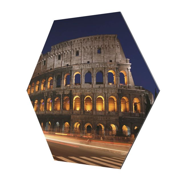 Tableau hexagonal Colisée à Rome la nuit