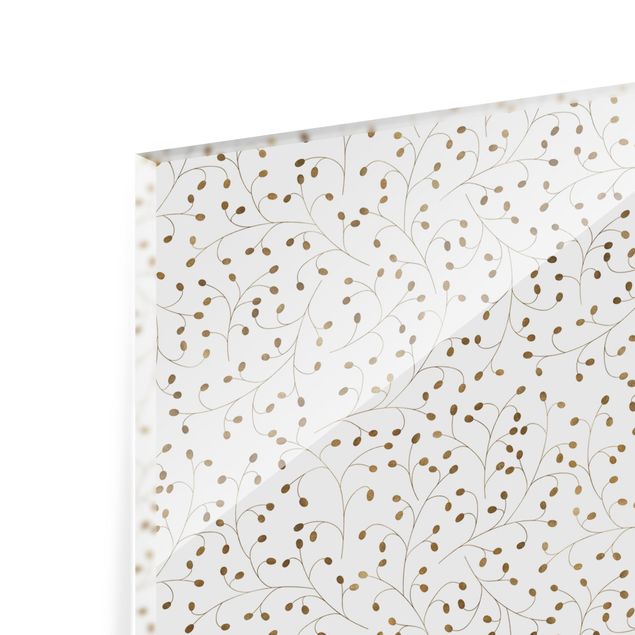 Fonds de hotte - Delicate Branch Pattern With Dots In Gold - Format paysage 2:1