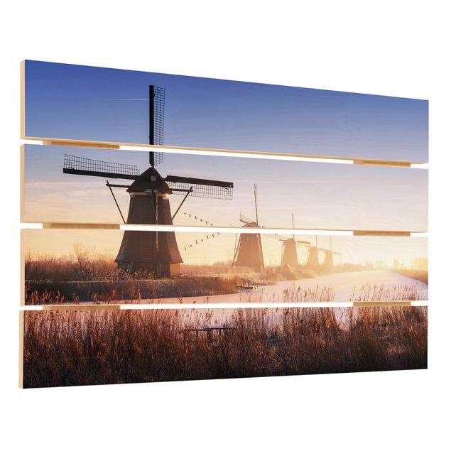 Impression sur bois - Windmills Of Kinderdijk