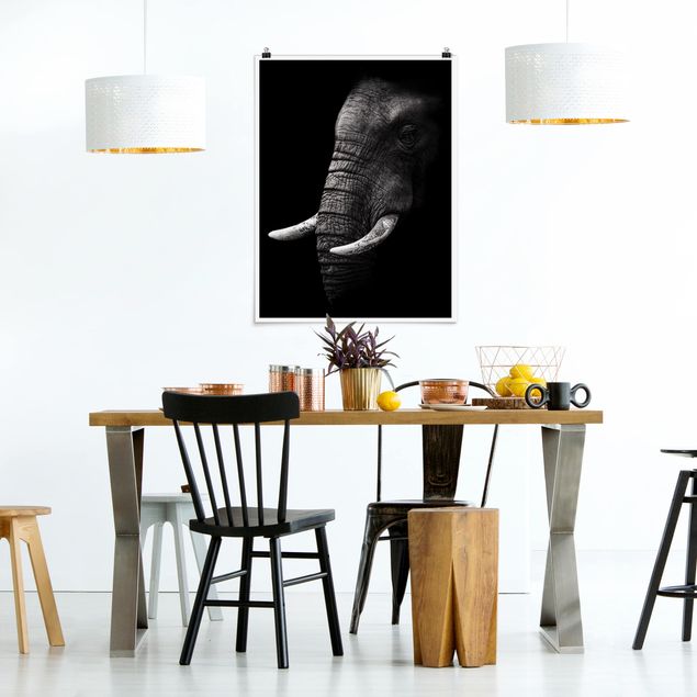 Tableaux éléphants Portrait d'éléphant sombre