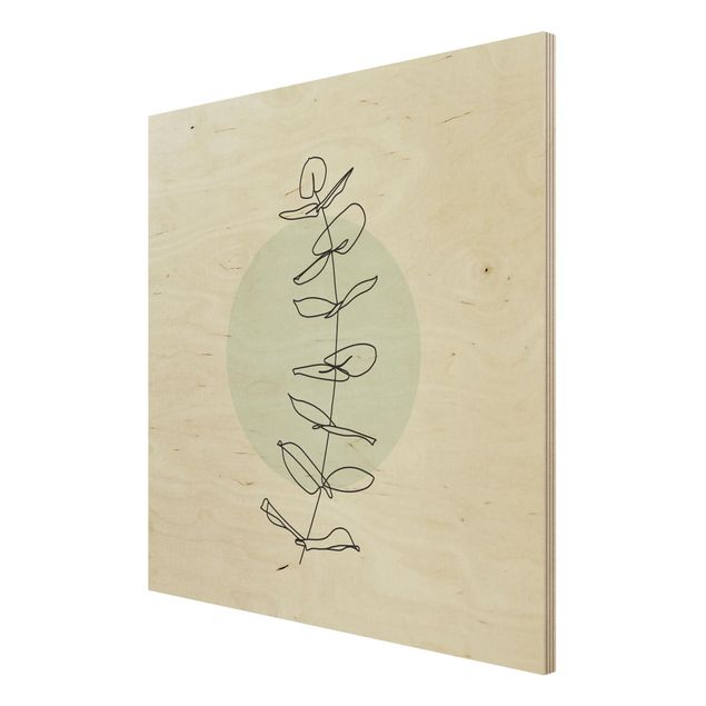 Tableaux en bois avec fleurs Géométrie de la branche Cercle Line Art