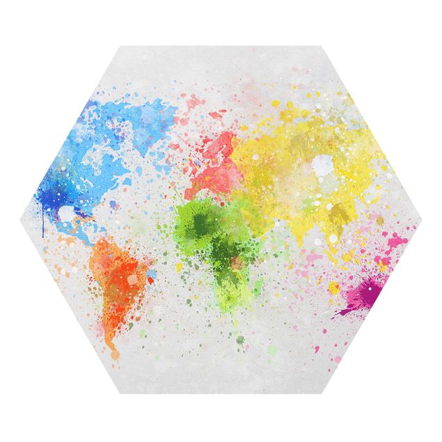 Tableau multicolore Splodges colorés Carte du monde