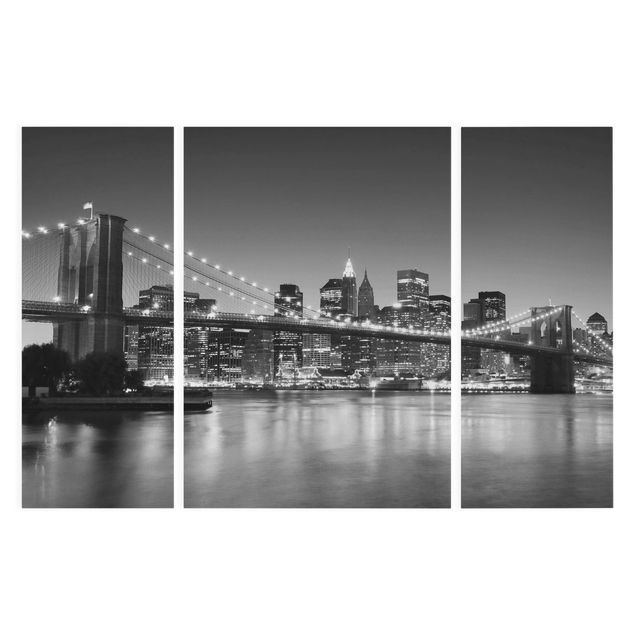 Tableaux sur toile en noir et blanc Pont de Brooklyn à New York II