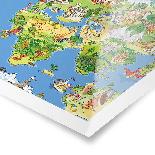 Tableaux muraux Grande et drôle carte du monde