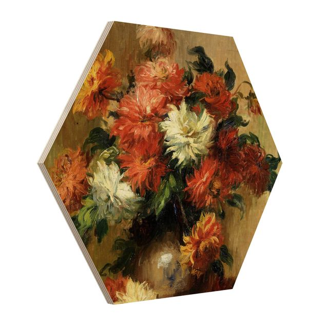 Tableaux en bois avec fleurs Auguste Renoir - Nature morte avec des dahlias