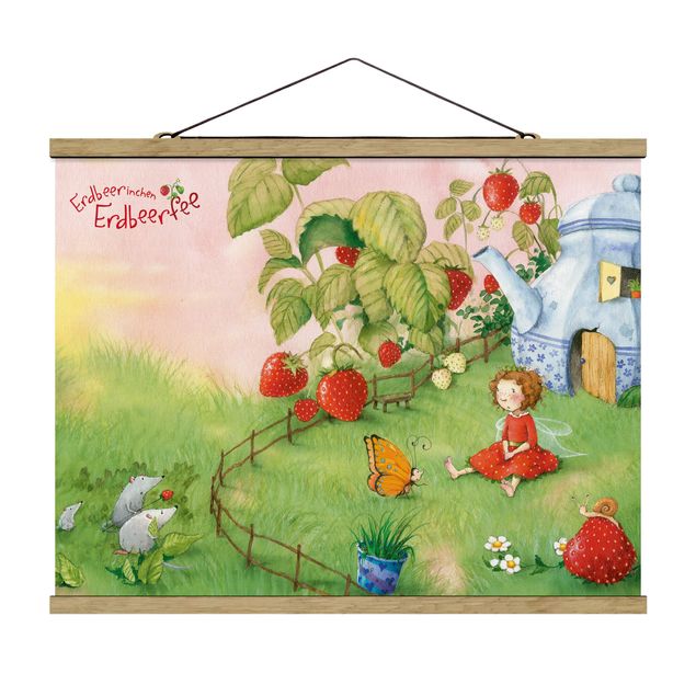 Tableau dominante rouge The Strawberry Fairy - Dans le jardin