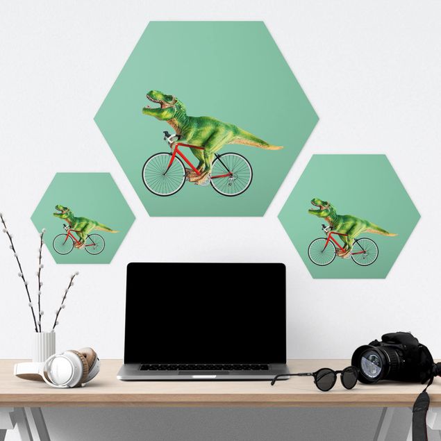 Tableaux Dinosaure avec bicyclette