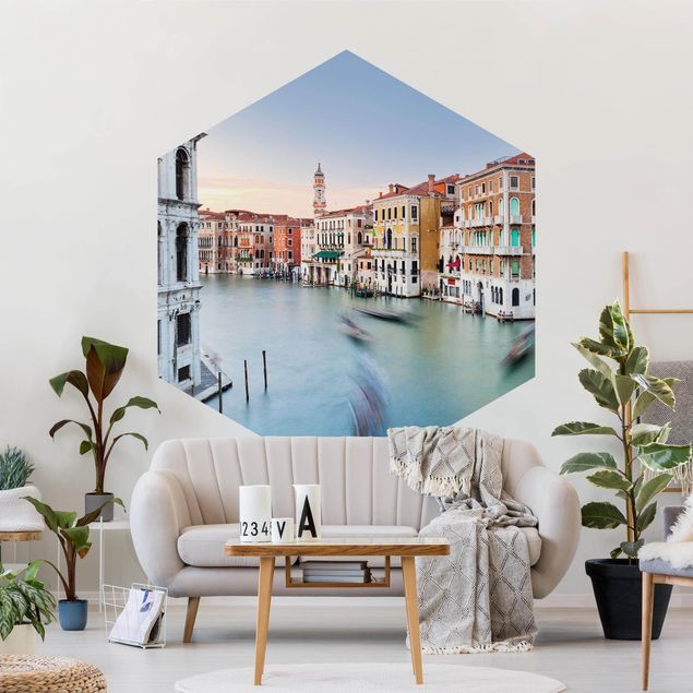 Papier peint panoramique hexagonal Vue du Grand Canal depuis le pont du Rialto Venise