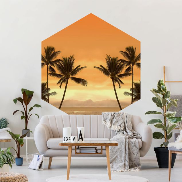 Papier peint panoramique coucher de soleil Coucher de soleil des Caraïbes II