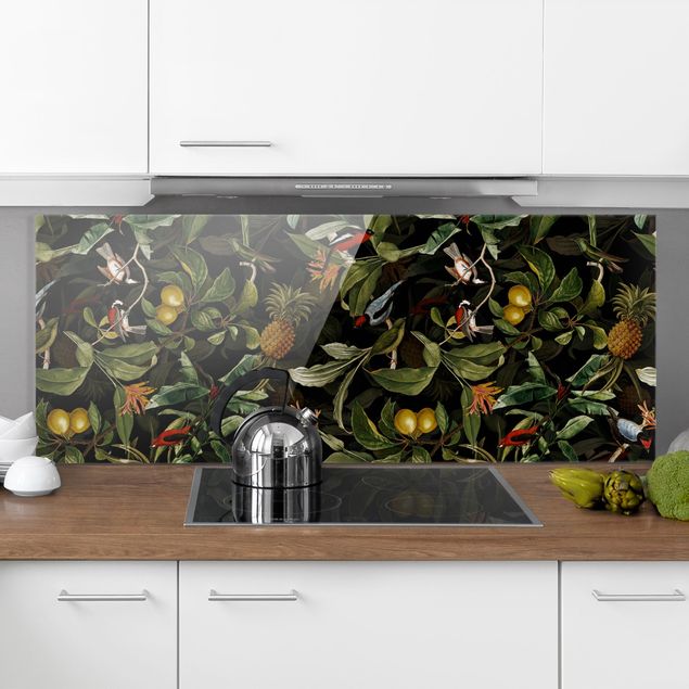 Déco murale cuisine Oiseaux avec Ananas Vert