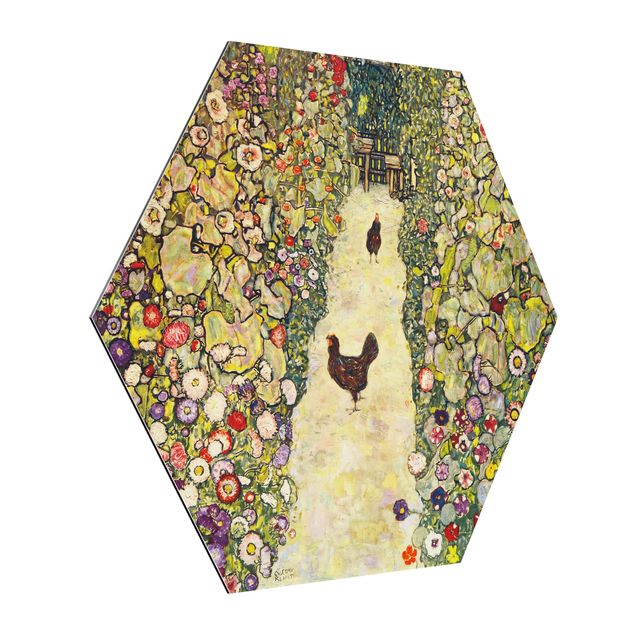 Tableau moderne Gustav Klimt - Chemin de jardin avec poules