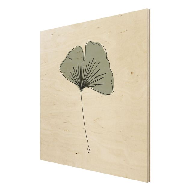 Tableaux en bois avec fleurs Line Art feuille de Gingko