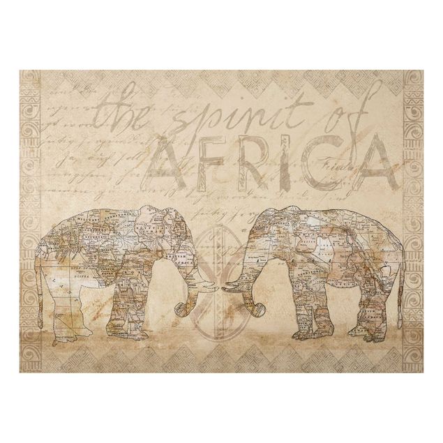 Tableaux éléphants Collage Vintage - Esprit d'Afrique