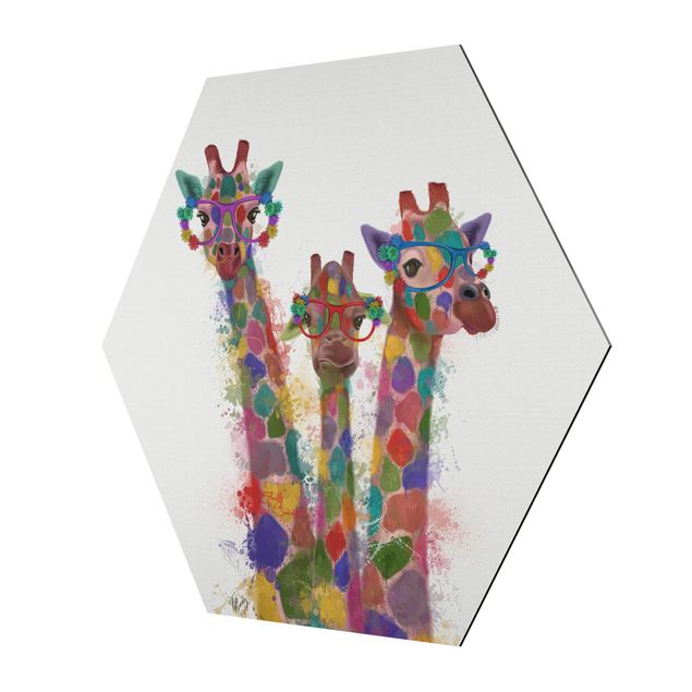 Tableaux Taches arc-en-ciel Trio de Girafes Trio