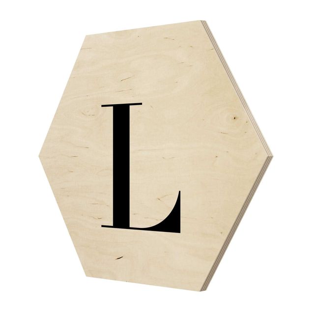 Hexagone en bois - Letter Serif White L