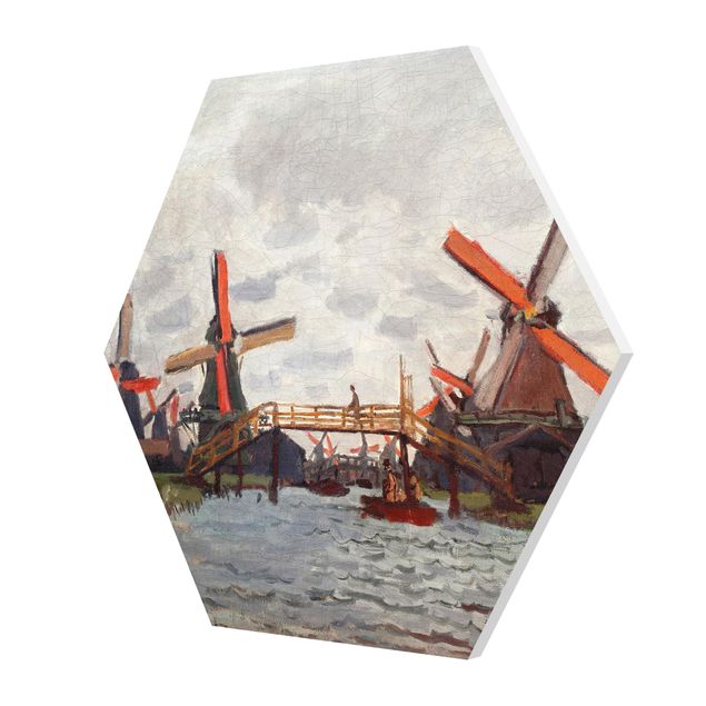 Tableaux reproduction Claude Monet - Moulins à vent à Westzijderveld près de Zaandam