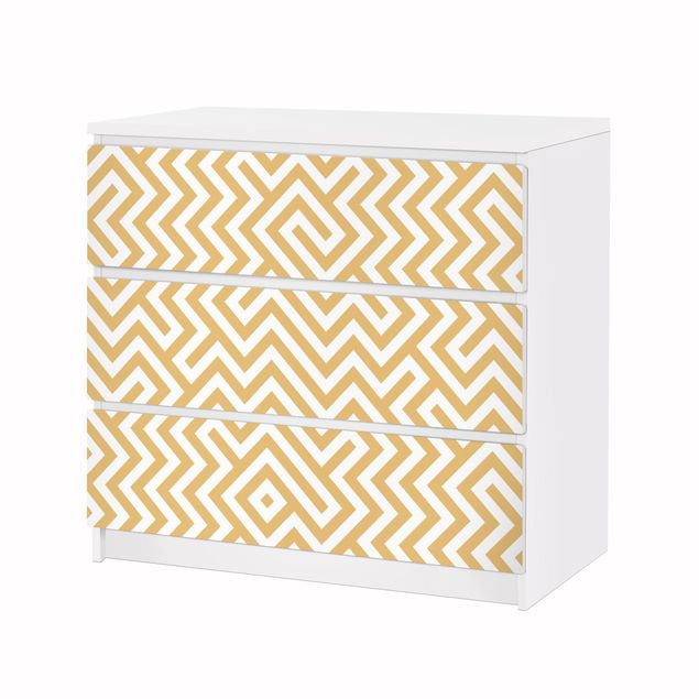 Papier adhésif pour meuble IKEA - Malm commode 3x tiroirs - Geometric Pattern Design Yellow