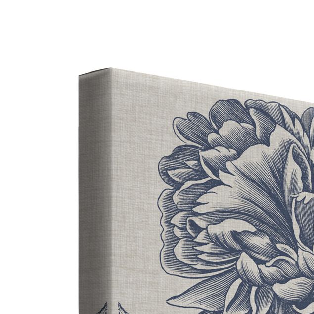 Impression sur toile - Indigo Blossom On Linen Set I