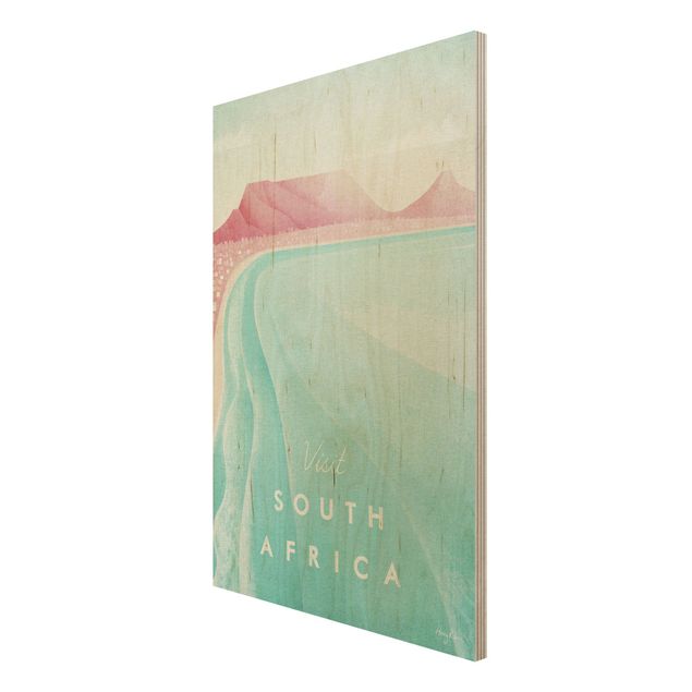 Tableaux en bois avec plage & mer Poster de voyage - Afrique du Sud