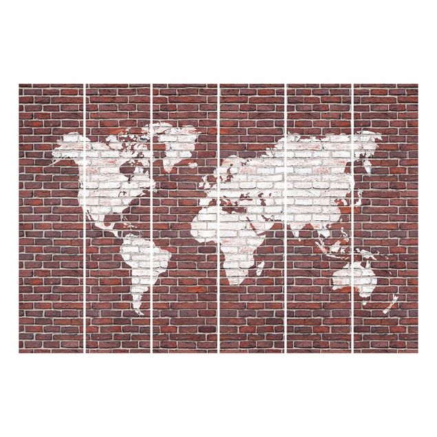 Panneaux coulissants effet pierre et bois Brick World Map