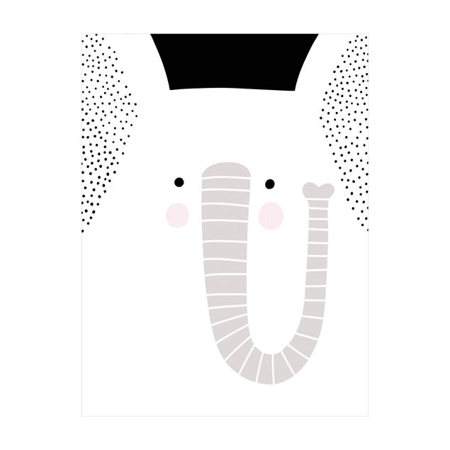 tapis blanc salon Zoo à motifs - Éléphant