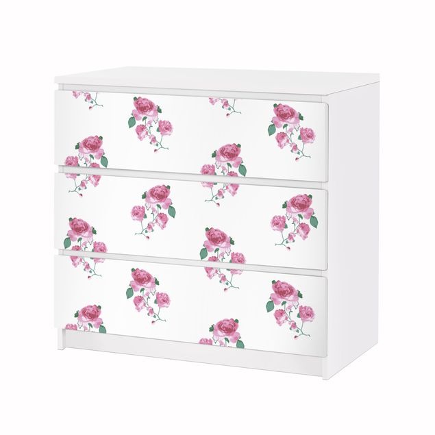 Papier adhésif pour meuble IKEA - Malm commode 3x tiroirs - English Tea Roses