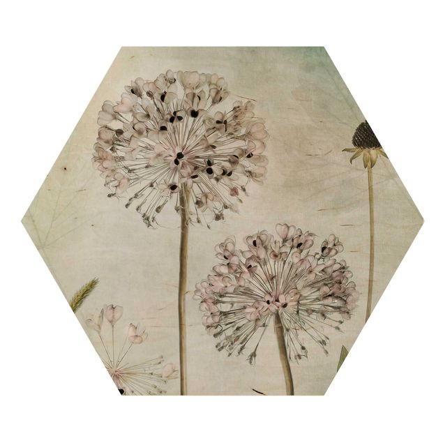 Tableaux en bois Fleurs d'Allium au pastel