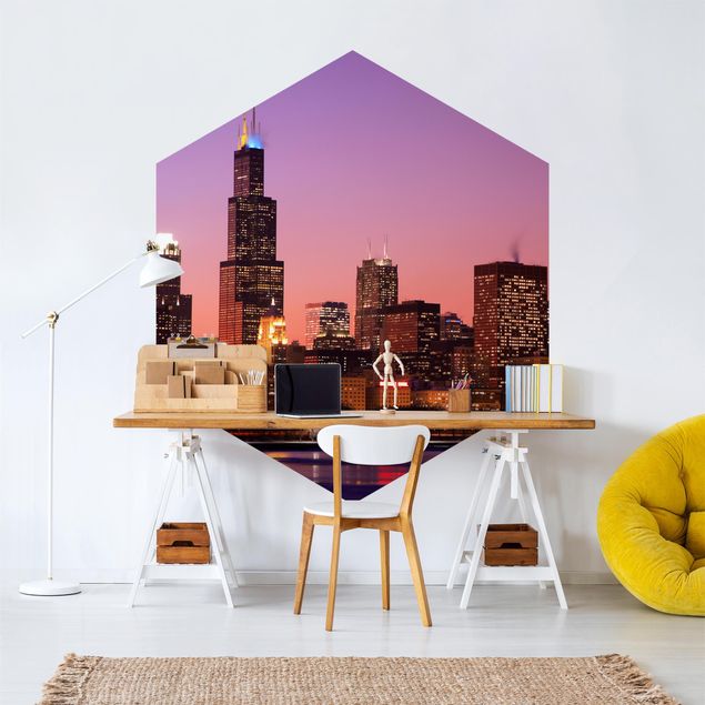 Papiers peintspanoramique hexagonal Chicago Skyline