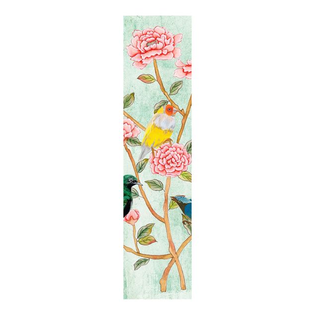 Panneaux coulissants avec fleurs Collage de Chinoiserie en menthe II