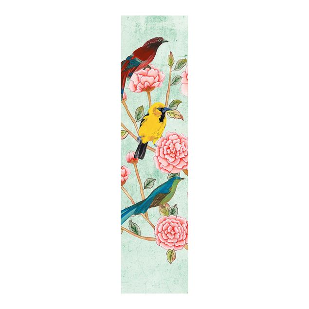 Panneaux coulissants avec fleurs Collage de Chinoiserie en menthe