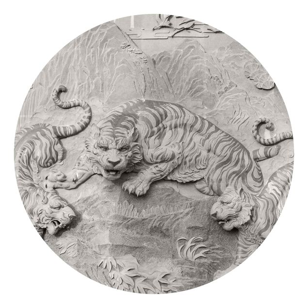 Tapisserie moderne Tigre de Chinoiserie imitation pierre