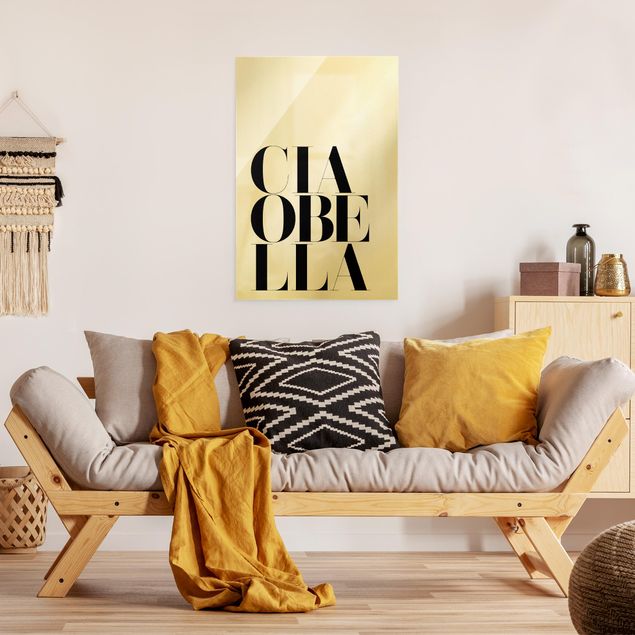Tableaux en verre citations Ciao Bella