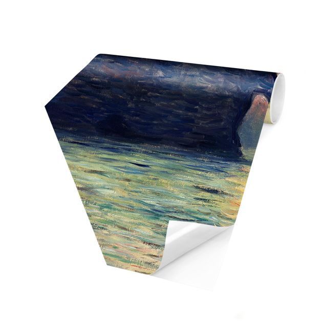 Papier peint panoramique coucher de soleil Claude Monet - La falaise, Étretat, coucher de soleil