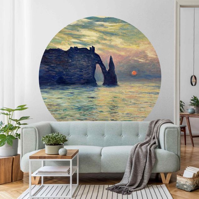Tableaux Impressionnisme Claude Monet - La falaise, Étretat, coucher de soleil