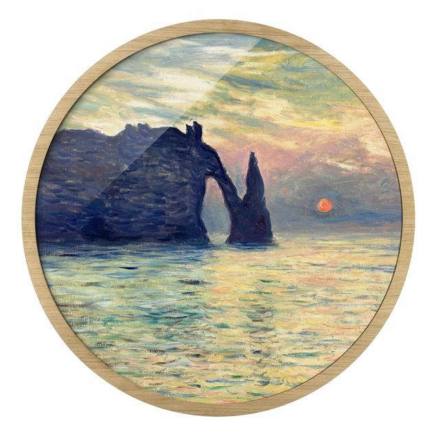 Tableau bord de mer Claude Monet - La falaise, Étretat, coucher de soleil