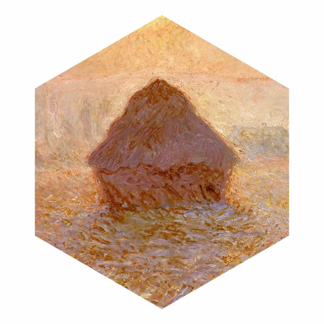 Papier peint panoramique paysage Claude Monet - La meule de foin dans la brume