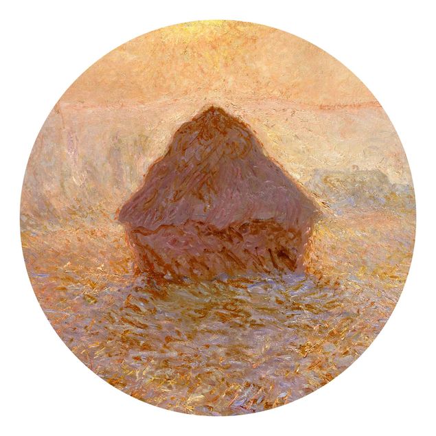 Papier peint panoramique coucher de soleil Claude Monet - La meule de foin dans la brume
