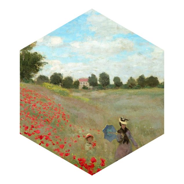 Papier peint fleurs Claude Monet - Champ de coquelicots près d'Argenteuil