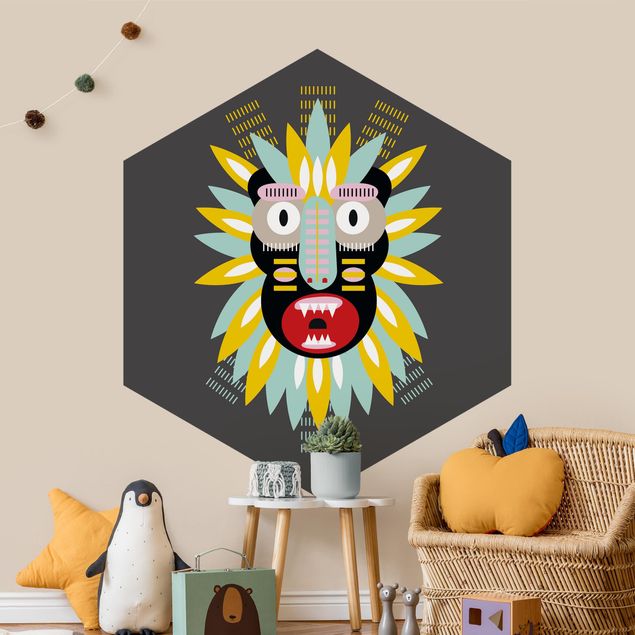 Papier peint hexagonal Collage masque ethnique - King Kong