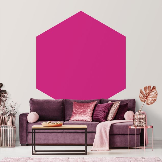 Papier peint panoramique hexagonal Couleur Rose