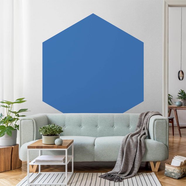 Papier peint panoramique hexagonal Couleur Bleu Royal