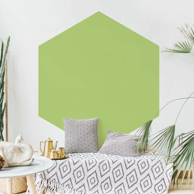Papier peint panoramique hexagonal Coloris Vert Printemps