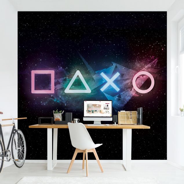 Papier peint panoramique Symboles du contrôleur de jeu dans une galaxie lointaine