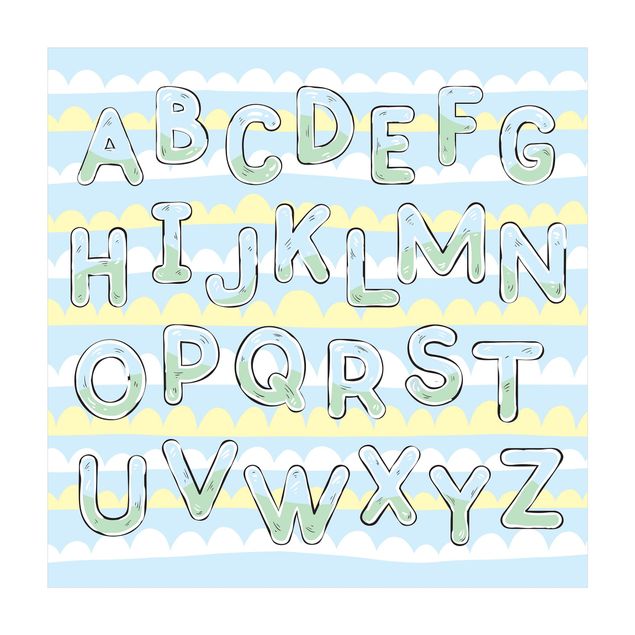 tapis salon couleur pastel J'apprends l'alphabet de A à Z