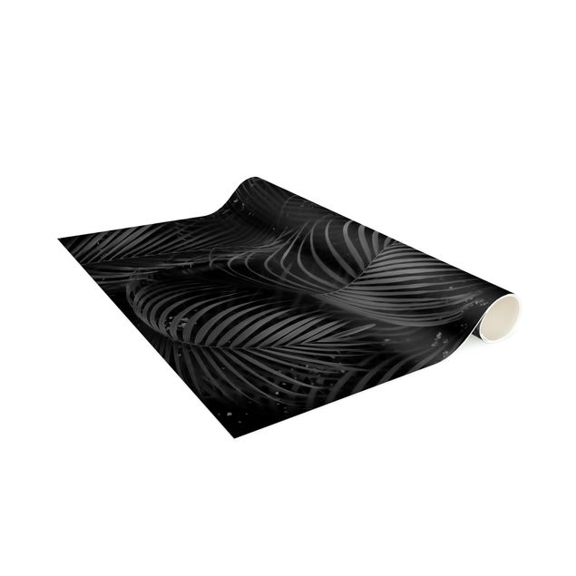 tapis salon moderne Frvagues de Palmier Noir