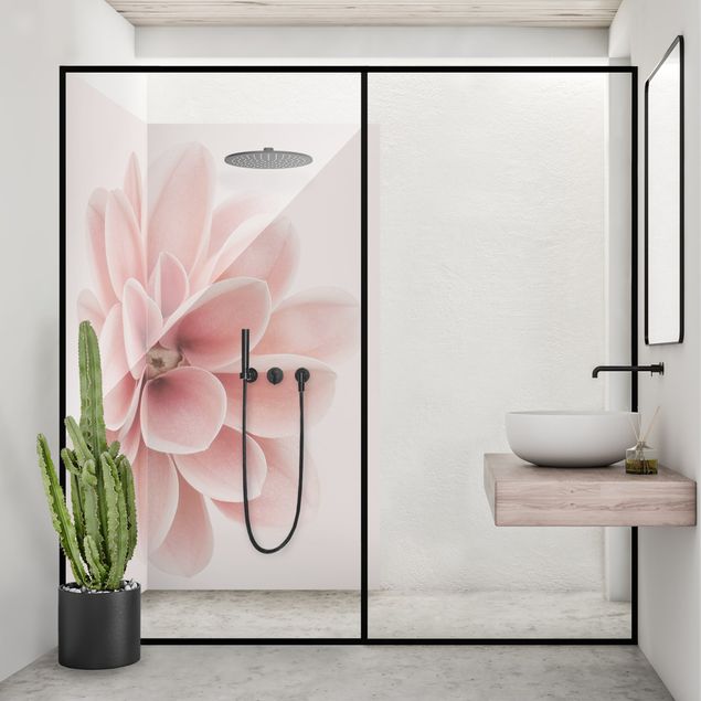 Revêtement mural de douche - Dahlia Pink Pastel Flower Centered