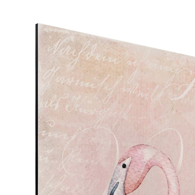 Tableau couleur rose Collage Shabby Chic - Flamingo