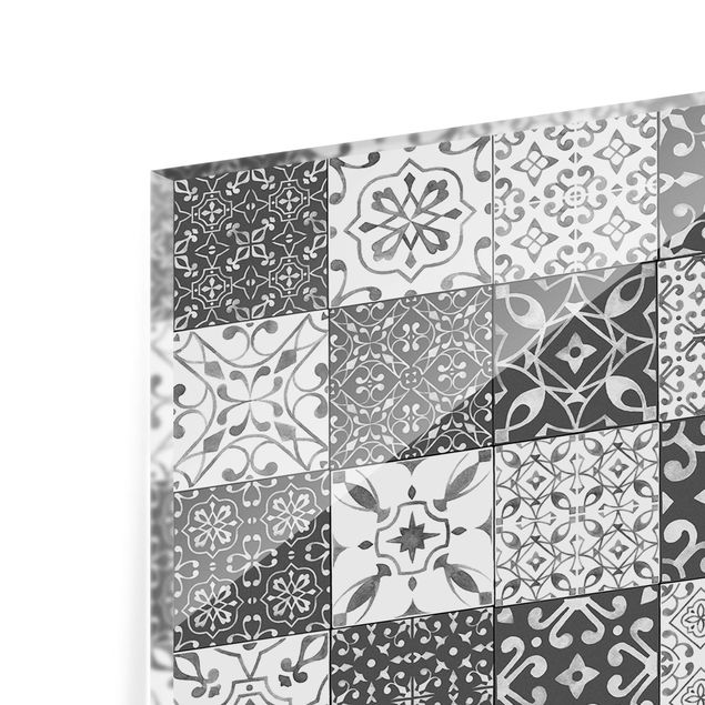 Fond de hotte - Tile Pattern Mix Gray White